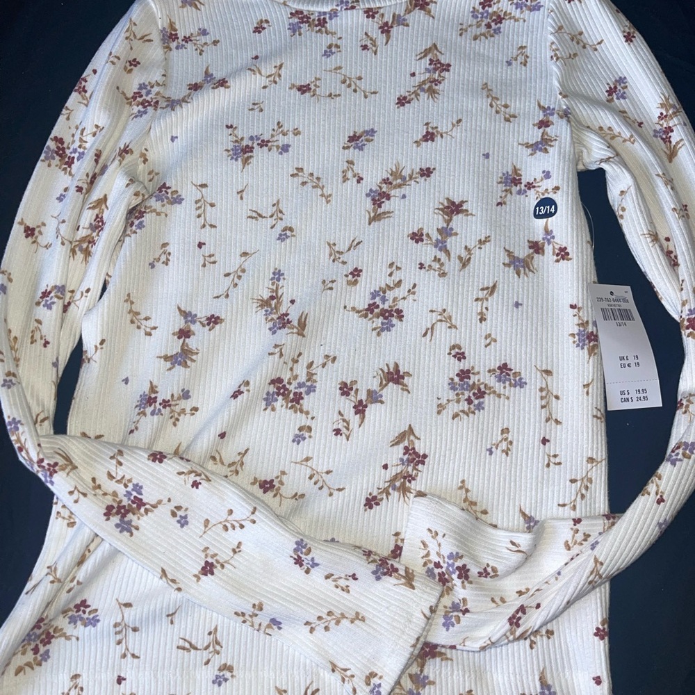 Floral Long Sleeve Ribbed Top